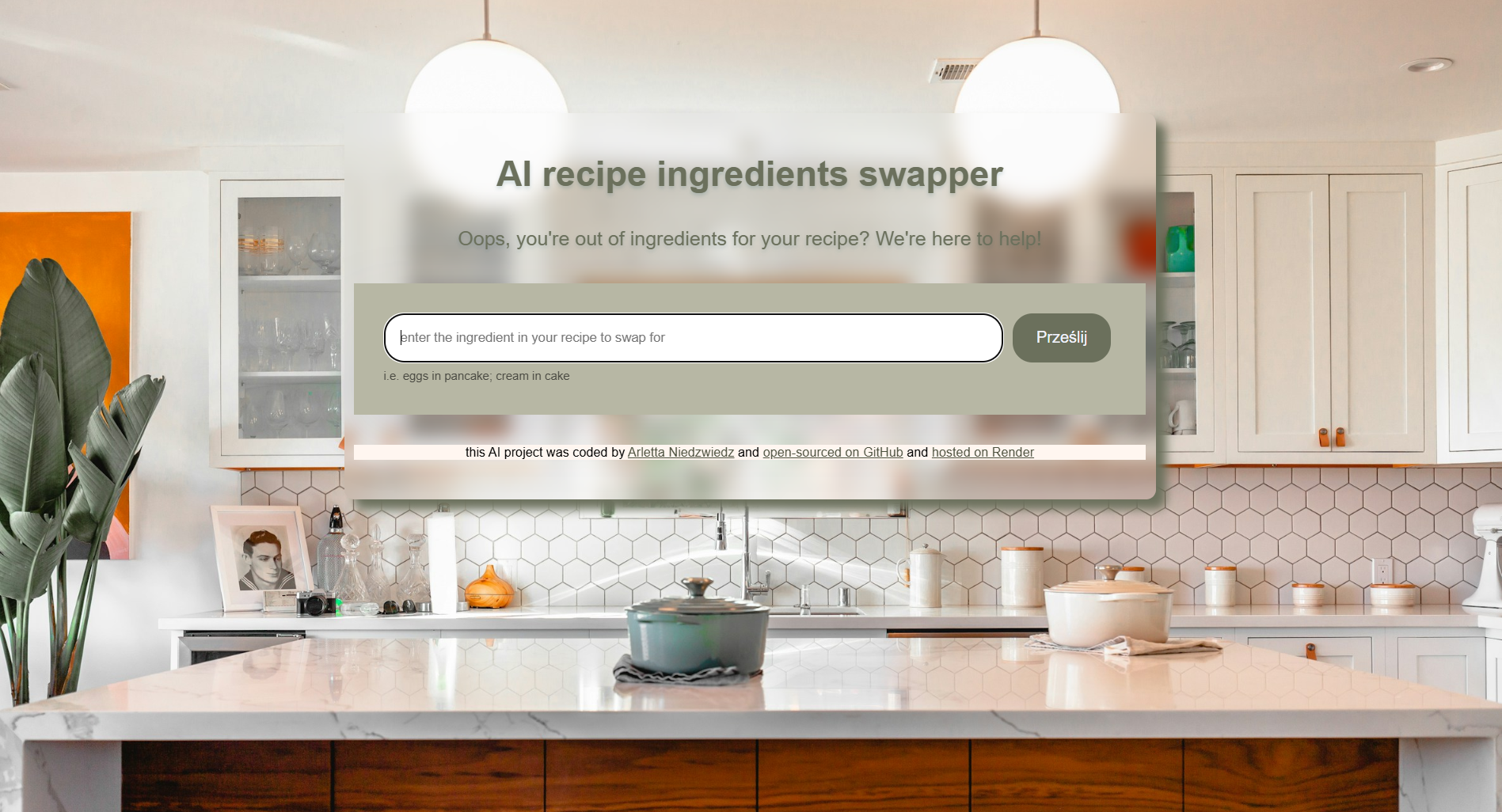 screenshot of the panic in the pantry app